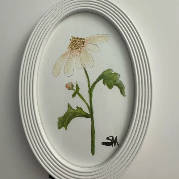 Floral Art Painting in White Frame - Picture 1 of 4